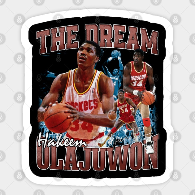 Hakeem Olajuwon The Dream Basketball Legend Signature Vintage Retro 80s 90s Bootleg Rap Style Sticker by CarDE
